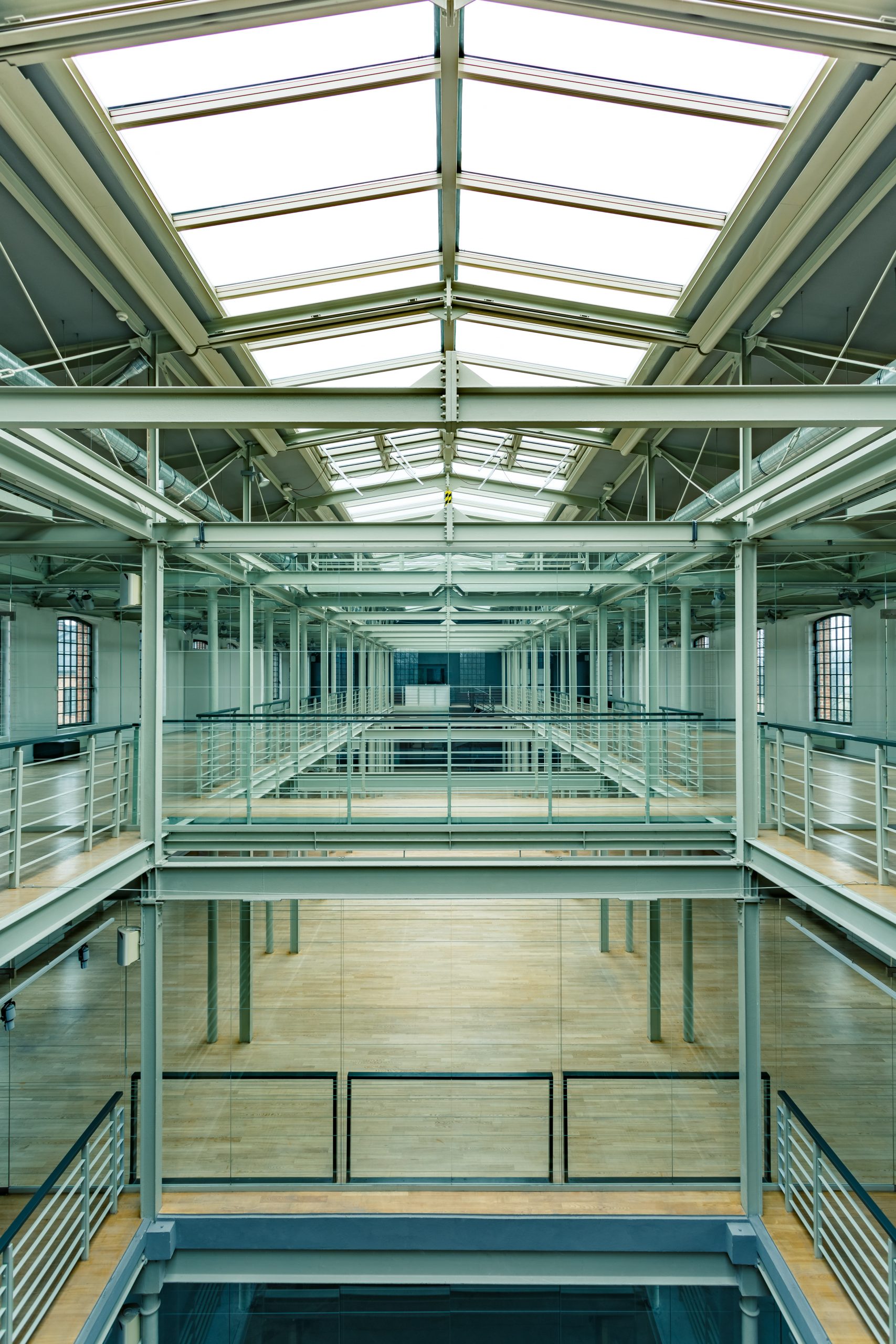 Industrial interior with glass roof